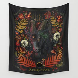 King of All Wall Tapestry | Hell, Typography, Occult, Satanic, Blackphillip, Goat, Wallart, Darkarts, Blackgoat, Darkart 
