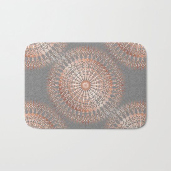 Rose Gold Gray Mandala Bath Mat