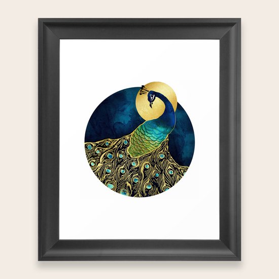Golden Peacock Framed Art Print by SpaceFrogDesigns Society6