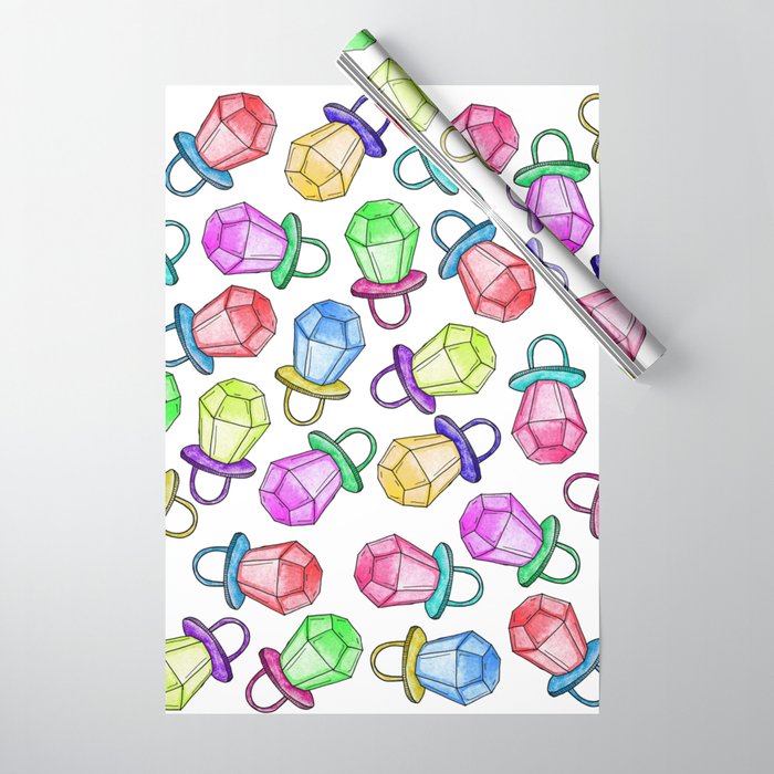 Retro 80's 90's Neon Colorful Ring Candy Pop Wrapping Paper