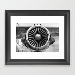 Vintage Airplane Turbine Engine Black and White Photography / black and white photographs Framed Art Print