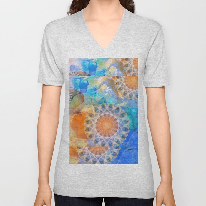 Three Bright Suns Abstract Colorful Art V Neck T Shirt
