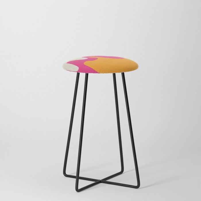 Viscous - Orange Pink Colourful Abstract Art Pattern Design Counter Stool