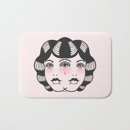 Double sad girl Bath Mat | Traditional, Thirdeye, Girl, Drawing, Cry, Pinup, Pink, Tattoo, Crybaby, Tear 