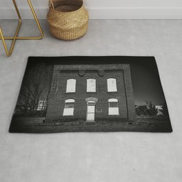 Brick Building Pulaski Virginia Abandoned Industrial Office Black and White Photography Rug