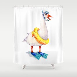 Snorkeling Goose Shower Curtain