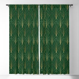Art Deco Waterfalls // Emerald Green Blackout Curtain