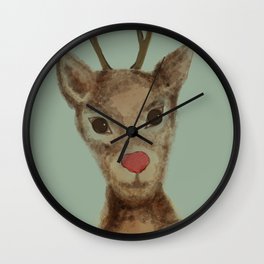 Red Nosed Reindeer Wall Clock