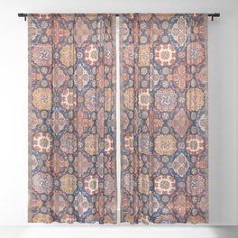 Tuduc Romanian Holbein Carpet Replica Print Sheer Curtain