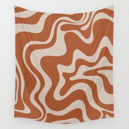 Liquid Swirl Retro Abstract Pattern in Clay and Putty Earth Tones Wall Tapestry