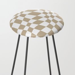 Warped Checkered Pattern (tan/white) Counter Stool