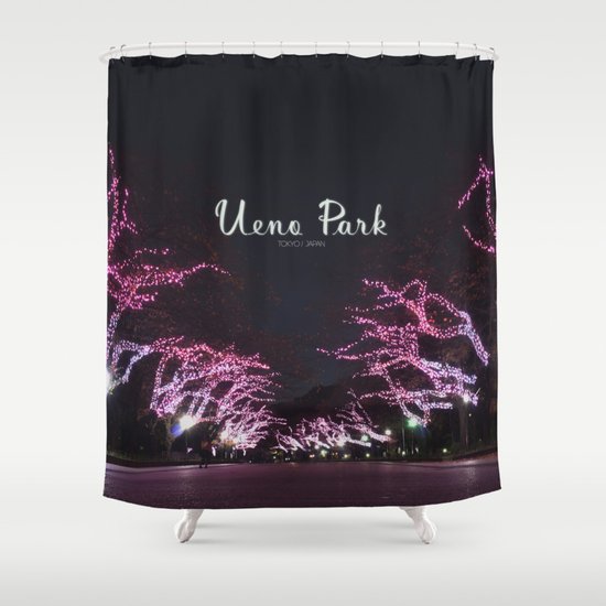 Night view in Ueno Park Shower Curtain