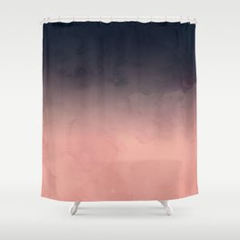 Modern abstract dark navy blue peach watercolor ombre gradient Shower Curtain