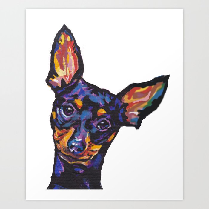 Miniature Pinscher Dog Portrait Bright Colorful Fun Pop Art Dog