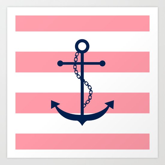 Anchor and Wide Stripes Art Print