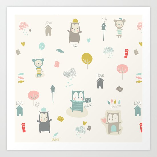 Funny Bears Art Print