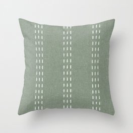 boho vertical stitch - sage Throw Pillow