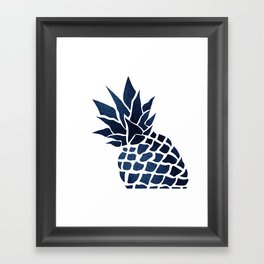 Pineapple, Big Blue, Denim Navy Framed Art Print