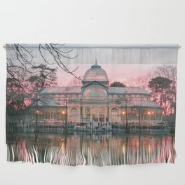Spain Photography - The Glass Palace In Madrid By The Pink Sky  Wall Hanging