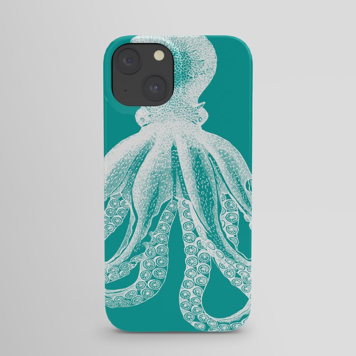 Octopus | Vintage Octopus | Tentacles | Teal Green and White | iPhone Case