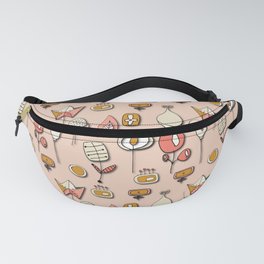 Retro Paper Flower Soft Pink Fanny Pack