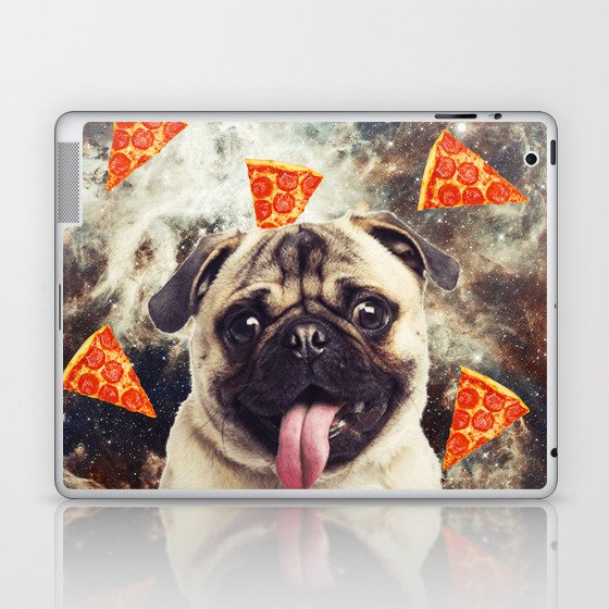 Pug in flying pizza space Laptop & iPad Skin
