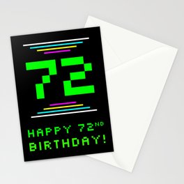 [ Thumbnail: 72nd Birthday - Nerdy Geeky Pixelated 8-Bit Computing Graphics Inspired Look Stationery Cards ]