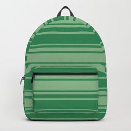 [ Thumbnail: Dark Sea Green & Sea Green Colored Stripes Pattern Backpack ]