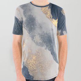 All that Shimmers – Gold + Navy Geode All Over Graphic Tee