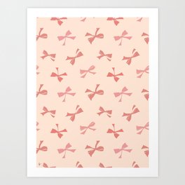 Retro Pink Ribbon Bows Pattern Art Print