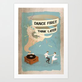 Gramophone couple swing dance Art Print