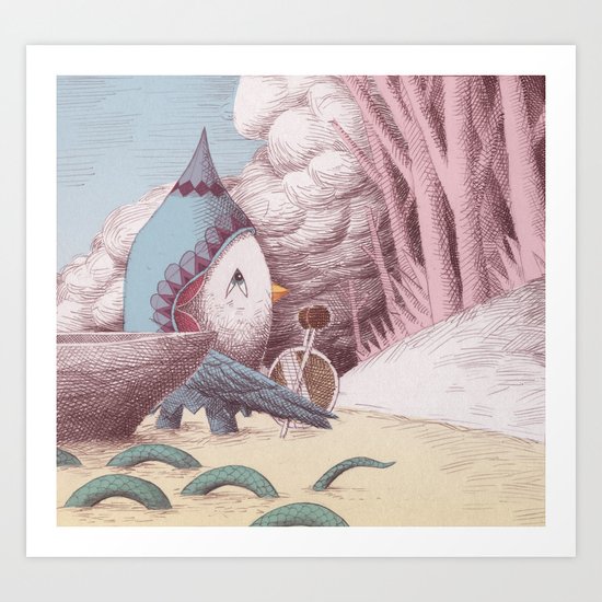Drummer Bird - Arriving Art Print