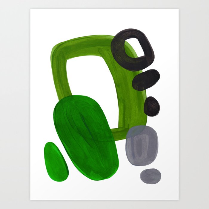 Mid Century Vintage 70's Design Abstract Minimalist Colorful Pop Art Olive Green Dark Green Grey Kunstdrucke | Gemälde, Mid-century, Vintage, 70's-design, Abstrakt, Minimalistisch, Bunt, Pop-art, Aquarell, Ink
