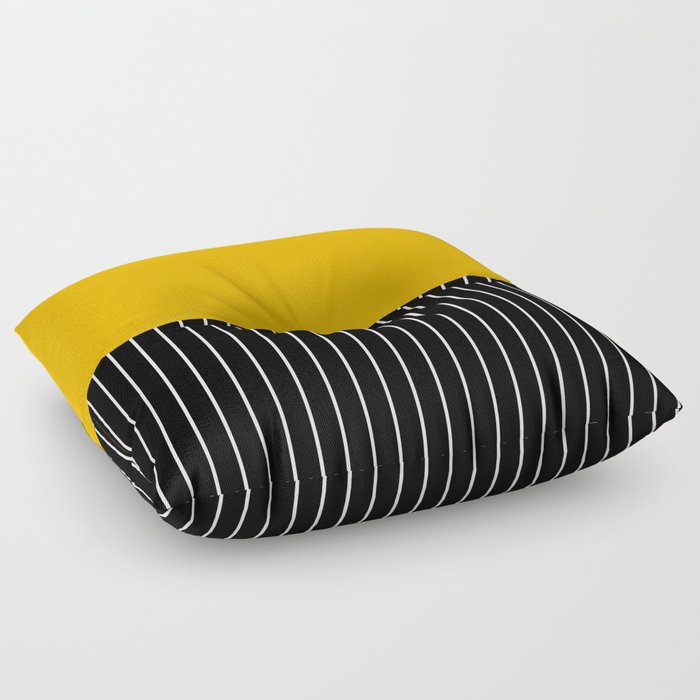 Striped Solid Vertical Mustard Floor Pillow