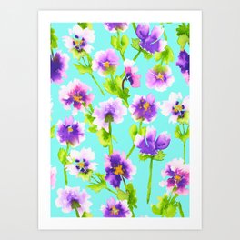 Watercolor geraniums  Art Print