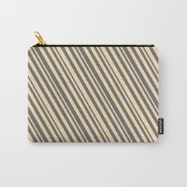 [ Thumbnail: Beige and Dim Gray Colored Stripes/Lines Pattern Carry-All Pouch ]