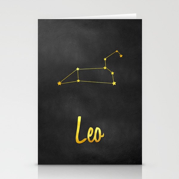 Leo Zodiac Constellation in Gold Stationery Cards