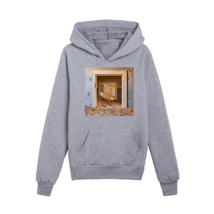 Abandoned building interior filled with desert sand after the flood surreal color photograph portrait by James Kerwin Kids Pullover Hoodie