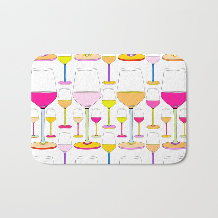 Tropical Colorful Drinks - Wine Glasses - Retro mood #decor #society6 #buyart Bath Mat
