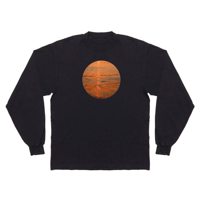 Abstract Orange Ocean Waves Sunset Long Sleeve T Shirt