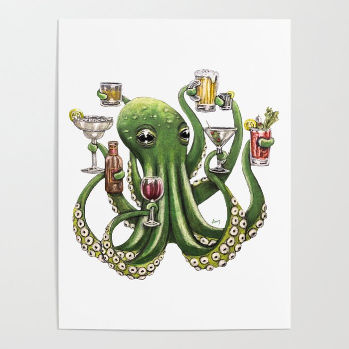 "Octo Buzz" - Octopus Cocktails Poster