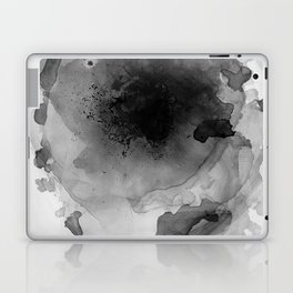 Black and Grey Abstract Watercolor Painting Monochrome Nebula 4 Laptop Skin