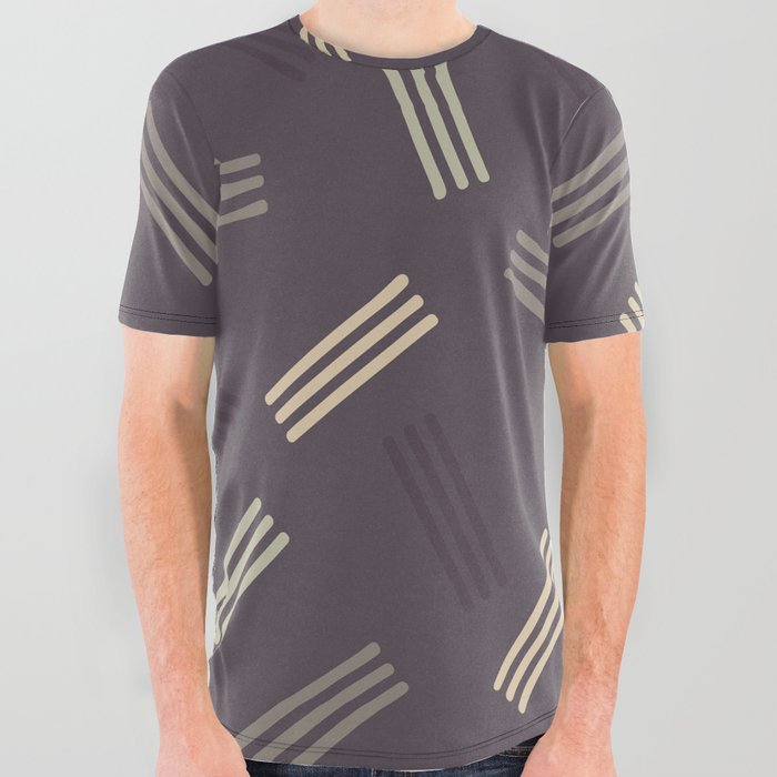 Lovely Lined pattern All Over Graphic Tee