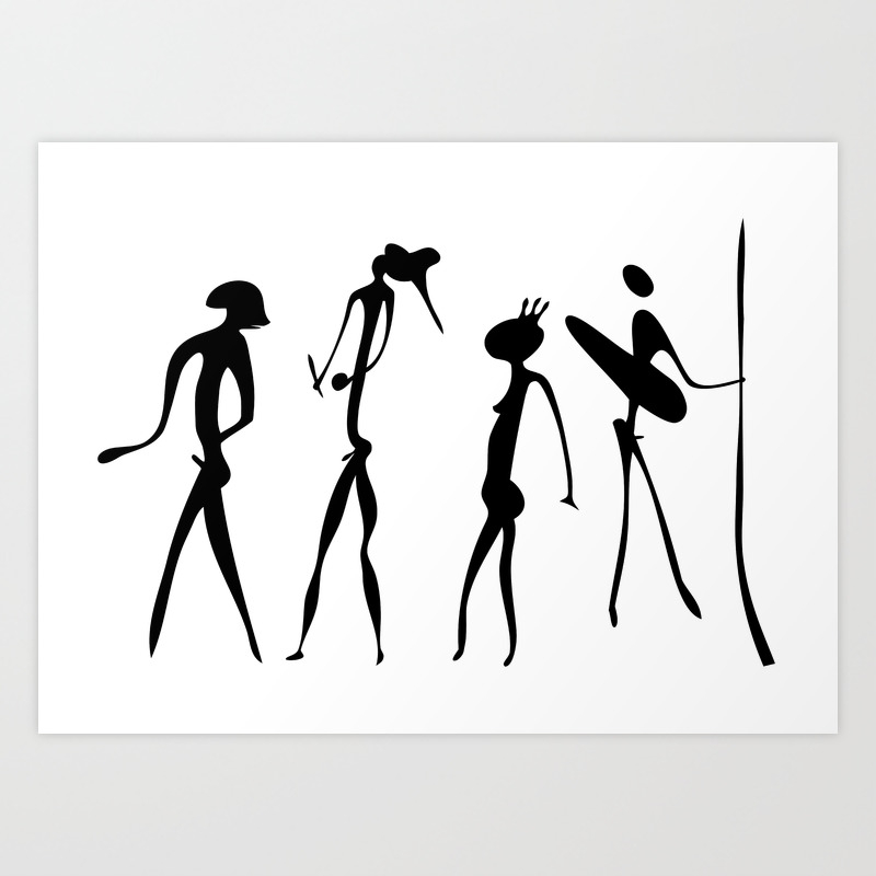 Figures Looks Like Cave Painting Primitive Art Warriors Art