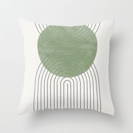 Mid century Green Moon Shape  Throw Pillow