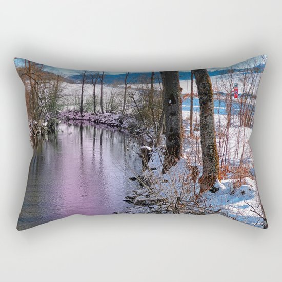 Quiet river in winter time Rectangular Pillow
