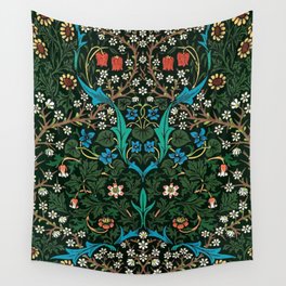 William Morris Tulips, Blue Columbine, Orchids, & Sunflowers Textile Flower Print Wall Tapestry
