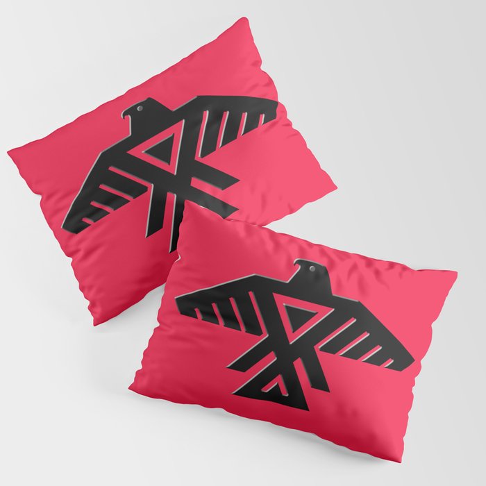 Thunderbird, Emblem of the Anishinaabe people - Black on Red Pillow Sham
