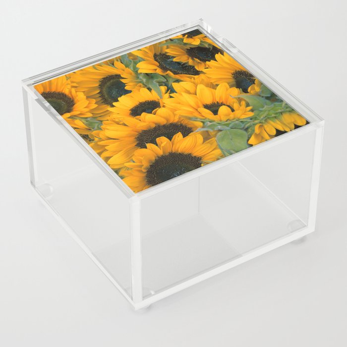 Bright Yellow Summer Sunflower Garden Acrylic Box