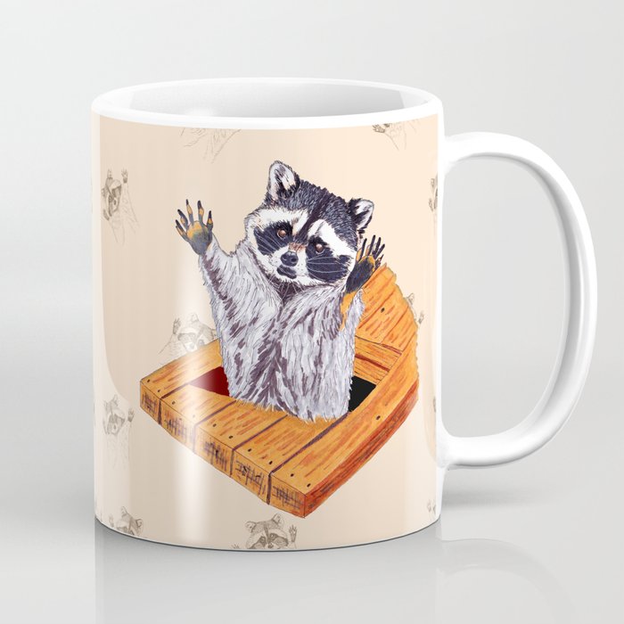 Peeking Raccoons #5 Beige Pallet - Coffee Mug